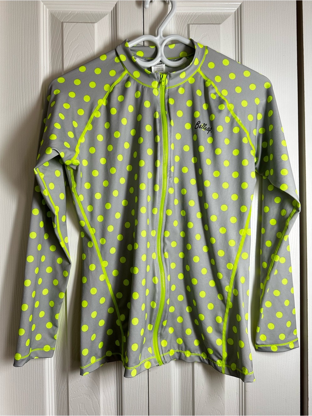 Billieblush Gray Rash Guard with Neon Yellow Polka Dots